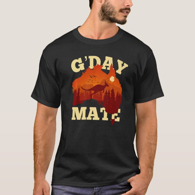 Australia G'Day Mate  Australian Flag Aussie Map 1 T Shirt (Framsida)