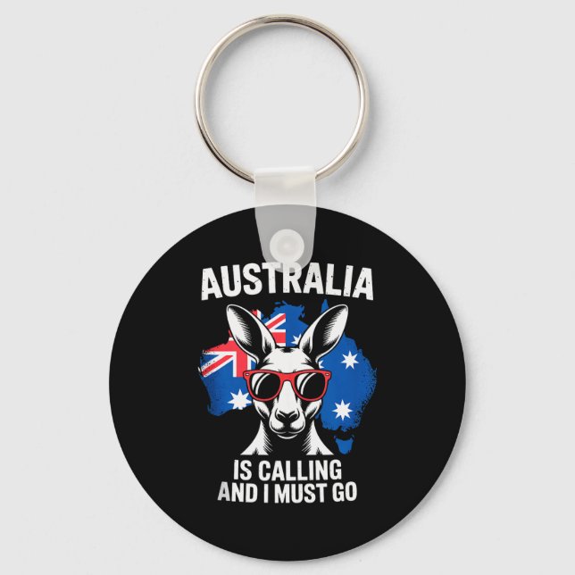 Australia Is Calling And I Must Go Kangaroo Outbac Nyckelring (Framsida)