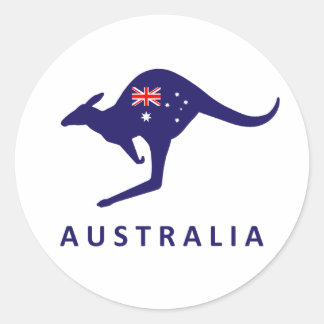 AUSTRALIA KANGAROO FLAGGA STICKERS RUNT KLISTERMÄRKE