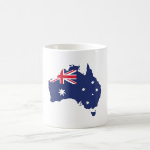 AUSTRALIA KARTA OCH FLAGGA BLUE KAFFEMUGG