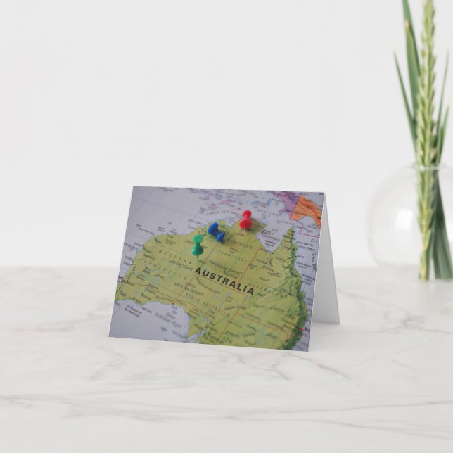 Australia Map Greeting Card  Tack Kort (Framsida)