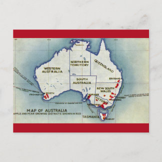 Australia Map Postcard Vykort