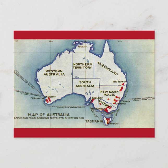 Australia Map Postcard Vykort (Framsida)