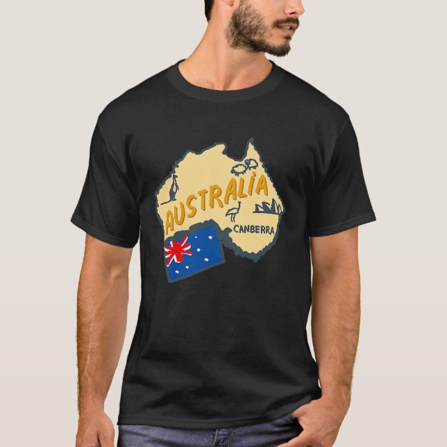Australia Marking Flags Koala Boomerang Canberra T Shirt (Framsida)
