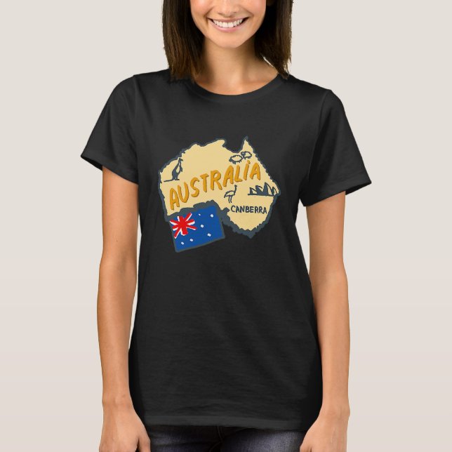 Australia Marking Flags Koala Boomerang Canberra T Shirt (Framsida)