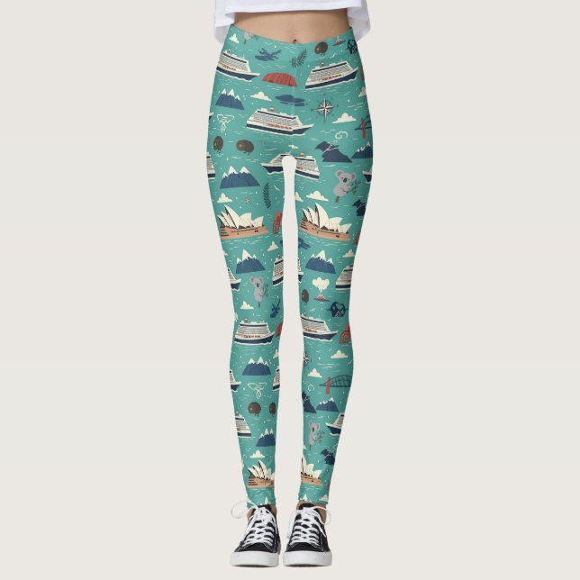 Australia New Zealand Cruise Coastal Ship Design Leggings (Framsida)