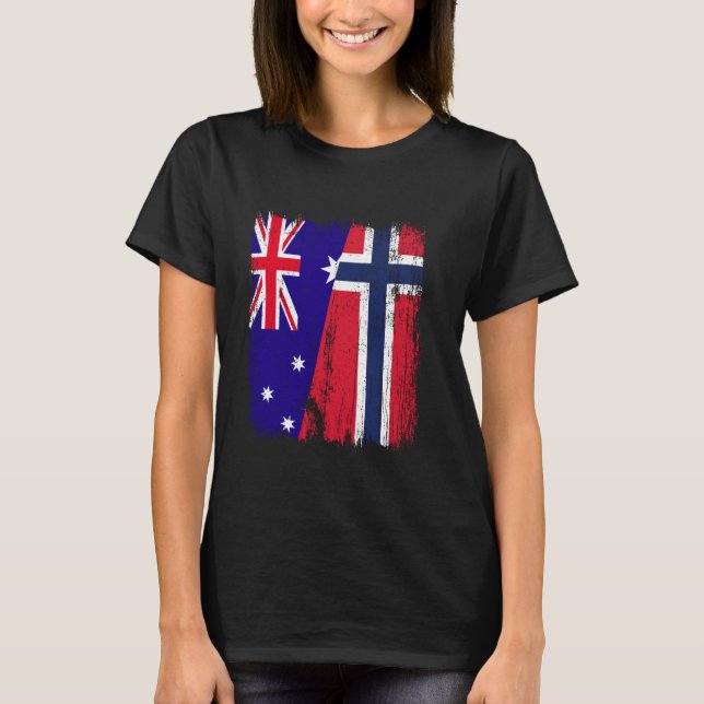 Australia Norway Half Flag Australian Norwegian An T Shirt (Framsida)