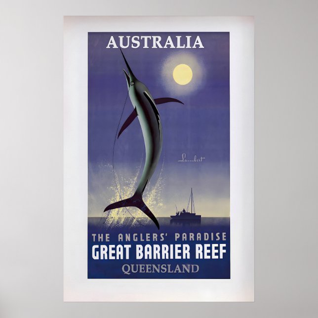 Australia, The Angler's Paradise, Great Barrier Poster (Framsidan)