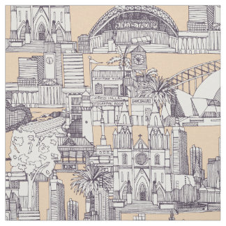 Australia toile de jouy mulberry sand tyg