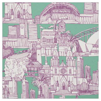 Australia toile de jouy purple peppermint tyg