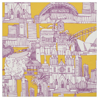 Australia toile de jouy purple yellow tyg