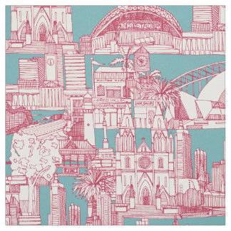 Australia toile de jouy viva magenta turquoise tyg
