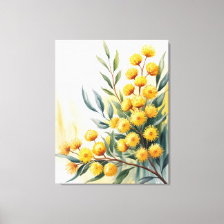 Australia — Watercolor Golden Wattle Canvastryck