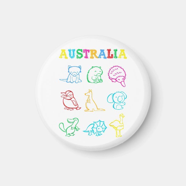 Australiadagen Småbarn Shirt Funny Animals Austral Magnet (Framsidan)