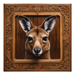 Australian 3D Wood Print Kangaroo Fototryck