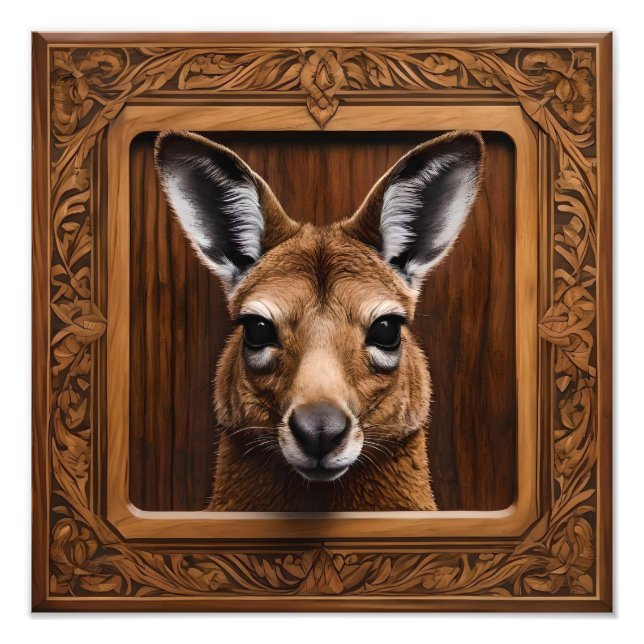 Australian 3D Wood Print Kangaroo Fototryck (Framsidan)
