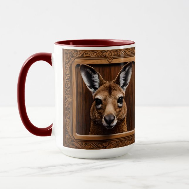 Australian 3D Wood Print Kangaroo Mugg (Vänster)