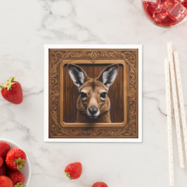 Australian 3D Wood Print Kangaroo Pappersservett