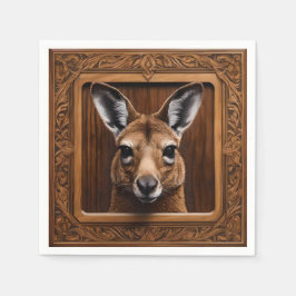 Australian 3D Wood Print Kangaroo Pappersservett