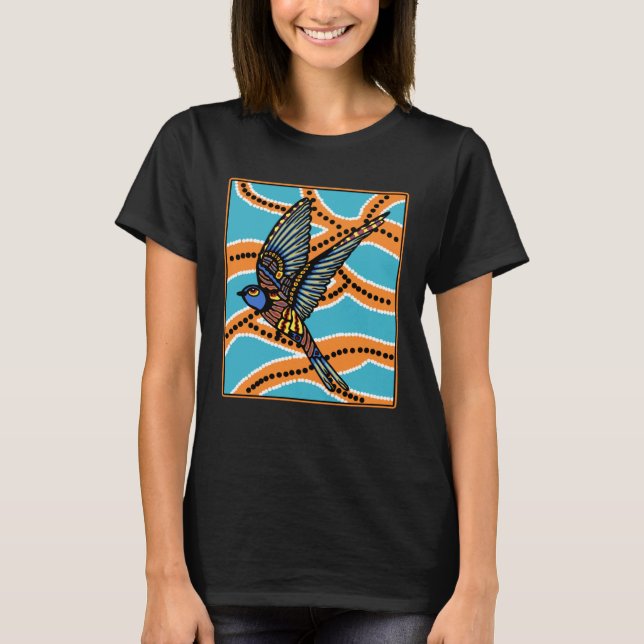 Australian Aborginial Artwork  Bird of Paradise T Shirt (Framsida)