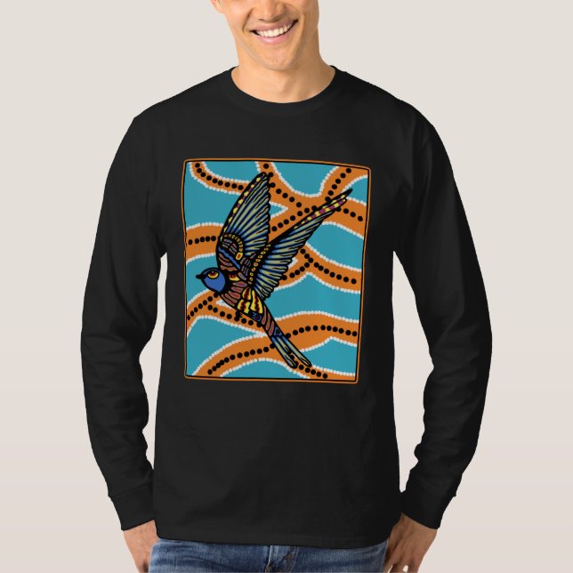 Australian Aborginial Artwork  Bird of Paradise T Shirt (Framsida)