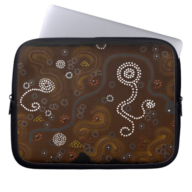 Australian Aboriginal Art Desert Snake, vattenhål Laptop Fodral (Framsidan)