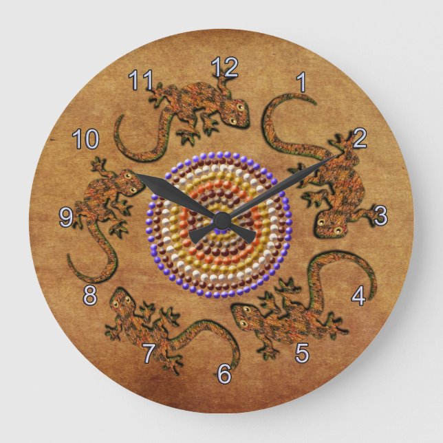 Australian Aboriginal Art Gift Stor Klocka (Framsida)