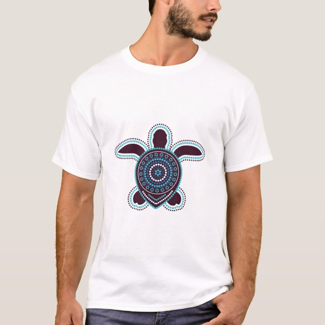 Australian Aboriginal Art Turtle T Shirt (Framsida)