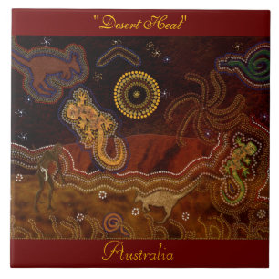 Australian Aboriginal Desert Animals 6' Art Tile Kakelplatta