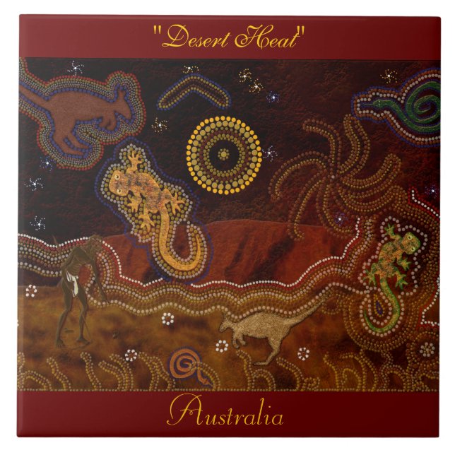 Australian Aboriginal Desert Animals 6' Art Tile Kakelplatta (Framsidan)