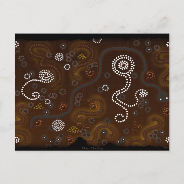 Australian Aboriginal Desert Art-vykort Vykort (Framsida)