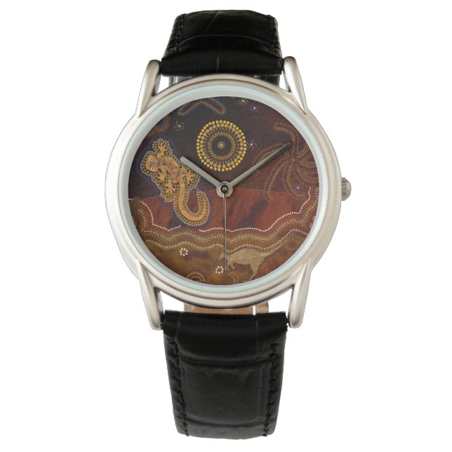 Australian Aboriginal Desert Outback Tema Art II Armbandsur (Framsida)