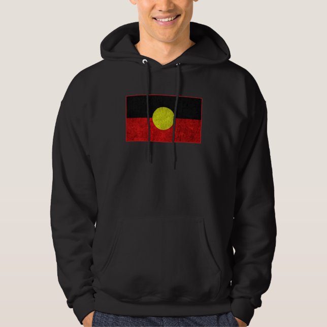 Australian Aboriginal Distressed Flag Aborigines Hoodie (Framsida)