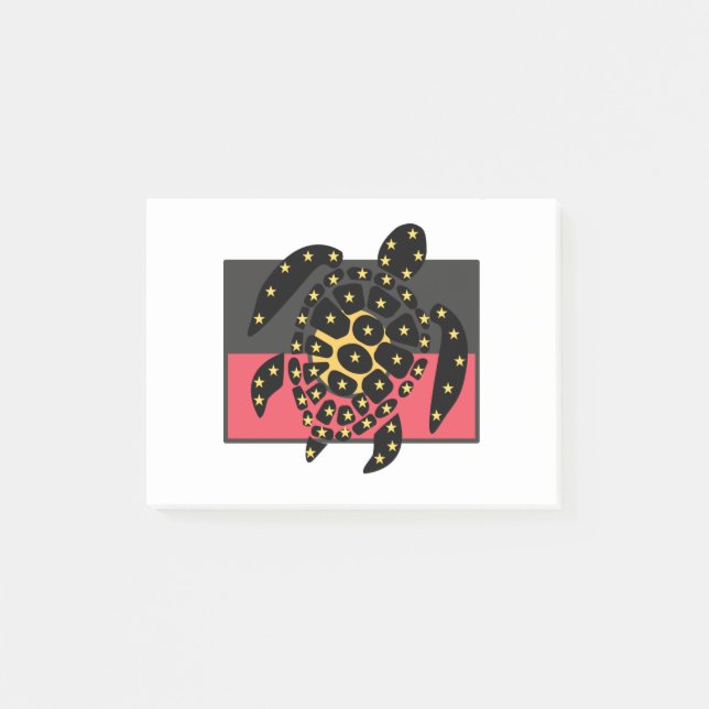 Australian Aboriginal Flag And Sea Turtle Post-it Block (Framsida)
