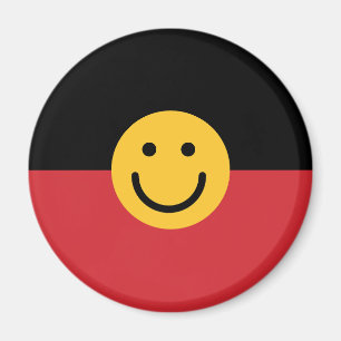 Australian Aboriginal flagga med Smile ansikte Magnet