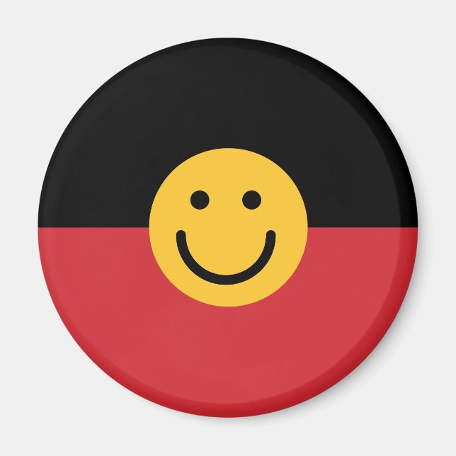 Australian Aboriginal flagga med Smile ansikte Magnet (Framsidan)