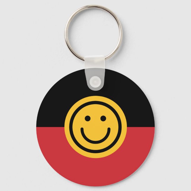 Australian Aboriginal flagga med Smile ansikte Nyckelring (Framsida)