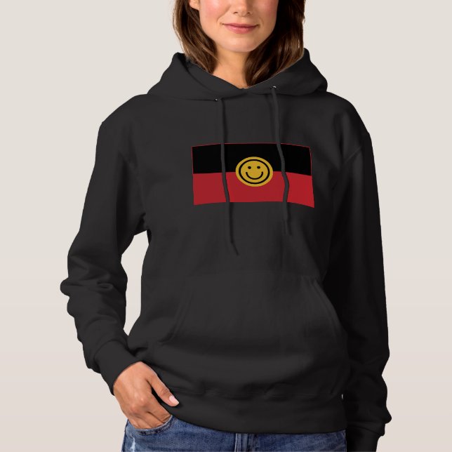 Australian Aboriginal flagga med Smile ansikte T Shirt (Framsida)