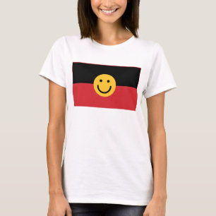 Australian Aboriginal flagga med Smile ansikte T Shirt