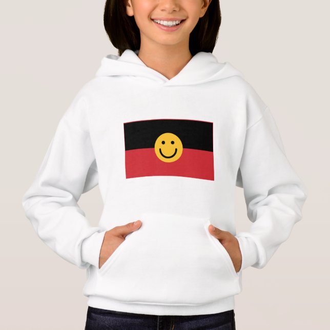 Australian Aboriginal flagga med Smile ansikte T Shirt (Framsida)
