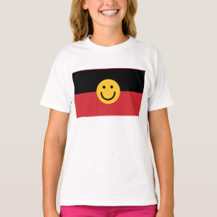 Australian Aboriginal flagga med Smile ansikte T Shirt