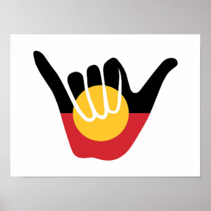 Australian Aboriginal Flagga Shaka-skylt lös Poster
