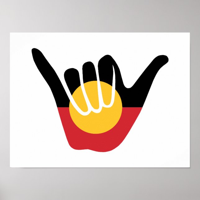 Australian Aboriginal Flagga Shaka-skylt lös Poster (Framsidan)