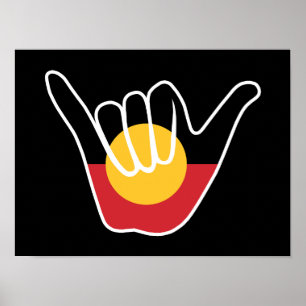 Australian Aboriginal Flagga Shaka-skylt lös Poster