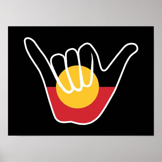 Australian Aboriginal Flagga Shaka-skylt lös Poster (Framsidan)