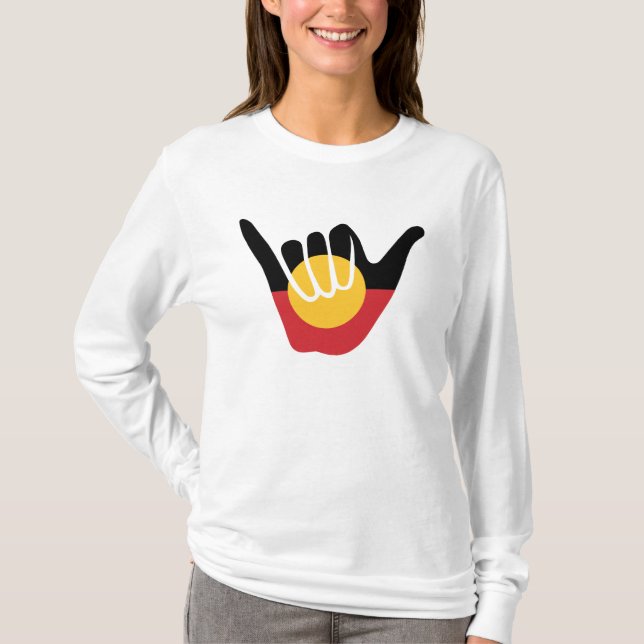 Australian Aboriginal Flagga Shaka-skylt lös T Shirt (Framsida)