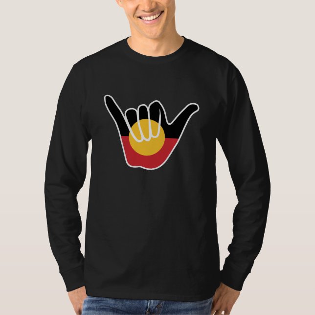 Australian Aboriginal Flagga Shaka-skylt lös T Shirt (Framsida)