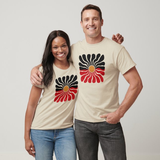 Australian Aboriginal Flagga, Solnedgång T Shirt (Unisex)