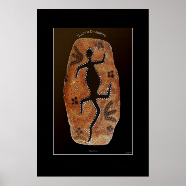 Australian Aboriginal Goanna Lizard Art Print Poster (Framsidan)