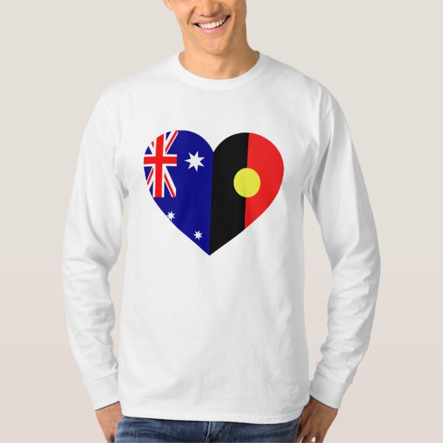 Australian Aboriginal Heart Flaggor T Shirt (Framsida)